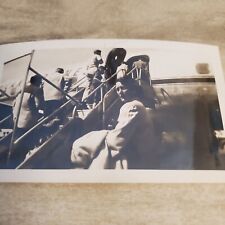 Vintage B&W Photograph On The Stairs Boarding Plane 1940s  picture