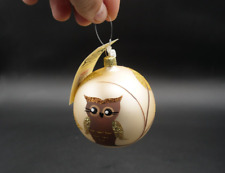 NEW Bronner's OWL Glass Round Christmas Ornament 3 inches picture