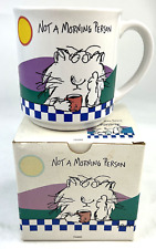 Vintage Sandra Boynton Coffee Mug Cup Not A Morning Person Cat White 12 fl oz picture