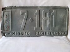 Vintage 1952 Mexico Distrito Federal Primed Ready to Restore License Plate 12221 picture