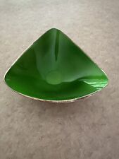 Vintage Reed & Barton Enameled Green Silverplate Triangle Bowl #241 picture
