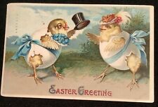 Vintage Easter Postcard Anthropomorphic Chicks In Egg Costumes picture