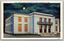 Unites States Post Office Moonlight Night View Johnson City Tennessee Postcard picture