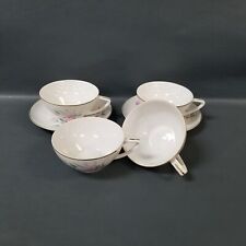 VTG Set Of 4 GOLDEN ROSE Fine China JAPAN Cups + Saucers Pink Roses On White picture