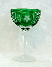 Ajka Marsala Crystal Cut to Clear Green Vintage Champagne Sherbet Goblet picture
