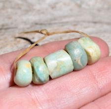Ancient Handmade Amazonite Natural Stone Trade Beads Excavated Mauritania Africa picture