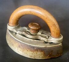 Antique Small Flat Sad Iron Removable Wood Handle Very Good Antique Condition picture