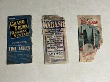 Lot of 3 Damaged Vintage Timetabes (1900-1901) Grand Trunk, Wabash, Rio Grande picture