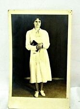 RPPC Real Photo Postcard Nellie Young Lady Holding Bible Studio Photograph picture