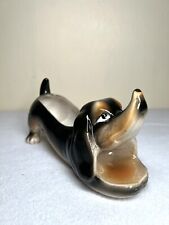 Vintage Mid Century Dachshund Wiener Dog Ceramic Planter Hand Painted 7 3/4