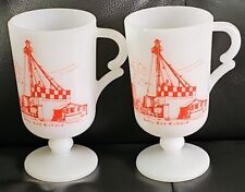 Two Alley Elevator Betty And richard PA Milk Glass Mug 1970's Cup Red White 20s picture