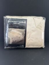 Vtg NOS Perfect Fit Luxury Satin Size Sheet Set Ivory Full Double 4 Pcs USA 1987 picture