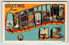 Greetings From Asheville North Carolina Large Big Letter Linen Postcard Unposted picture