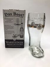 Warsteiner Das Boot Beer Glass Bier 1-Liter w/ Original Box Gold Band Lable picture