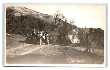 Postcard Family stops along road antique auto Azo 1904-1918 RPPC L24 picture