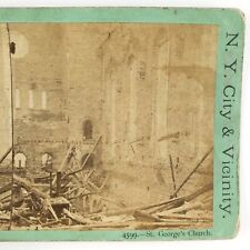 St George's Church Ruins Stereoview c1869 New York Chapel Disaster Photo H1604 picture