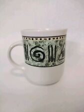 Oneida Aztec Mug Casual Settings Cup Stoneware Coffee Tea Green White Vintage  picture