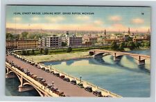 Grand Rapids, MI-Michigan, Pearl Street Bridge, Vintage Postcard picture