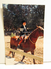 VINTAGE FOUND PHOTOGRAPH COLOR ART OLD PHOTO EQUESTRIAN WOMAN GIRL BROWN HORSE picture