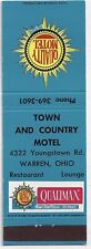 Town and Country Motel Warren Ohio Motel Empty Matchcover picture