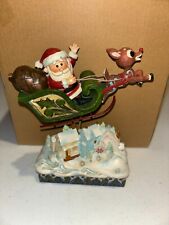 Jim Shore Rudolph The Red-Nosed Reindeer Santa Sleigh Statue 6001593 RARE READ picture