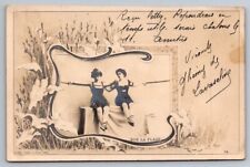 RPPC Two Lovely Women On The Beach Victorian Bathing Suits Studio Postcard picture