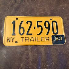 1963 New York Trailer License Plate with Tab 1962 NY Base Vintage Tag # 162 590 picture