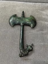 Vintage Metal Double Headed Decorative Ax / Axe Archaic w/ Horse Head on Handle picture