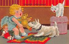 J77/ Teddy Bear Postcard c1910 Comic Toy Pet Dog Cat Girl Doll 323 picture