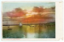 Antique Postcard Washington Sunset on Puget Sound Boats Lowman & Hanford picture