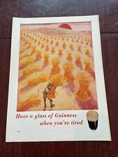 Guinness Ad Vintage 1946 Have Glass of Guinness When You're Tired Sheaves Wheat picture