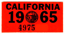AUTHENTIC 1965 65 California License Plate Year Sticker TAG TAB DECAL DMV YOM picture