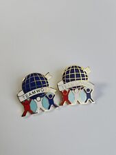 Teamwork Lapel Pin Lot Of 2 Red White & Blue People Holding Globe picture