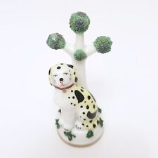 Antique 1800s Staffordshire Spotted Dog Tree Figurine Pearlware Germany picture