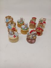 Vintage Jasco Taiwan Bisque Bell Christmas Ornaments Lot Of 9 picture