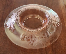 Vintage Glass Etched Pink Frosted Console Bowl 10
