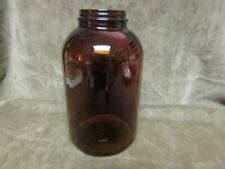 Vintage Large Amber Glass Owens Illinois Mfg. Screw Top Bottle Storage Jar picture