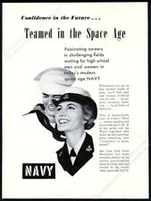 1959 US Navy woman man sailor recruiting art Space Age theme vintage print ad picture