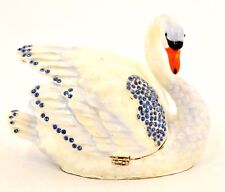 Ciel Collectables Swan Trinket Box, Hand Painted Enamel with Swarovski Crystal picture