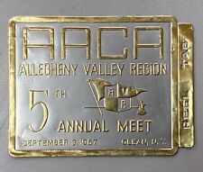 1967 Antique Automobile AACA Dash Plaque Allegheny Valley Region Olean New York picture