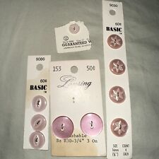 Vintage Pink Buttons 10 On Seven 4 Cards Basic Lansing New Old Stock picture