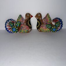 Mexican Rustic Handmade CLAY DOVE WALL Candleholders Pair Folk Art Terracotta picture