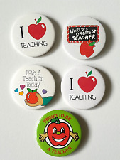 5 Vintage I LOVE TEACHING Teacher Educator School Pinback Buttons Pins picture