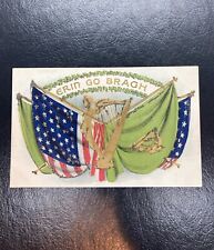 c1910 Erin Go Bragh Gold Irish Harp American Flag Postcard St Patrick's Day Mica picture