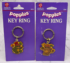 Vintage Popples Key Ring / Key Chain Metal American Greetings Corp. 2pc picture
