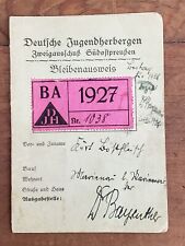 1927 Germany  DJH Youth Hostel Association German Photo ID Card Pass picture