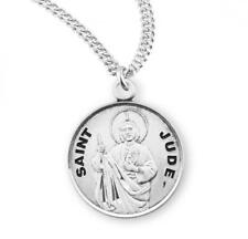 Stylish Patron Saint Jude Round Sterling Silver Medal Size 0.9in x 0.7in picture