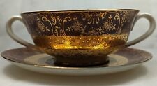 Vtg/Antique Bromley Warranted 22K gold Soup Bowl w/ matching saucer picture