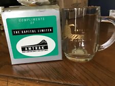 AMTRAK COLLECTIBLE-AMTRAK CAPITOL LIMITED GOLD ETCHED GLASS MUG-NEW IN BOX picture