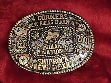 BRONC RIDING CHAMPION PRO RODEO☆SHIPROCK NEW MEX TROPHY BUCKLE☆VINTAGE☆2001☆513 picture